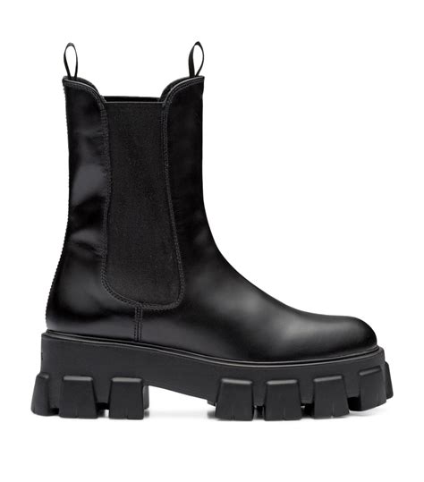 prada monolith brushed leather booties|prada monolith gabardine boots.